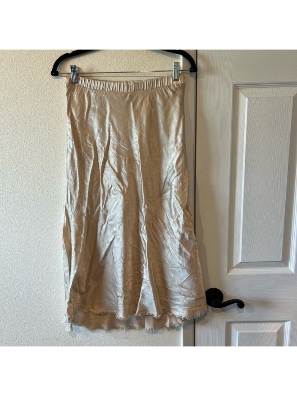 Gold Satin Midi Skirt Size Small